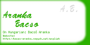 aranka bacso business card