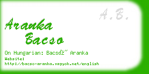 aranka bacso business card